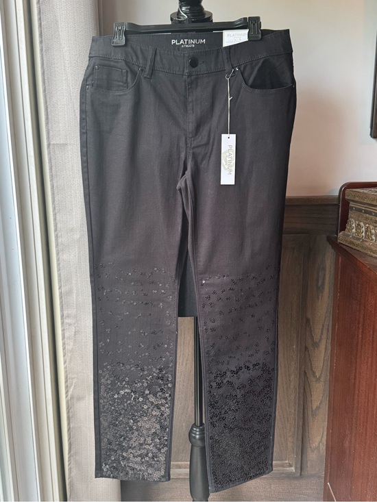 Chico's Denim - Chico’s Platinum Collection Black Sequin Embellished Pants nwt